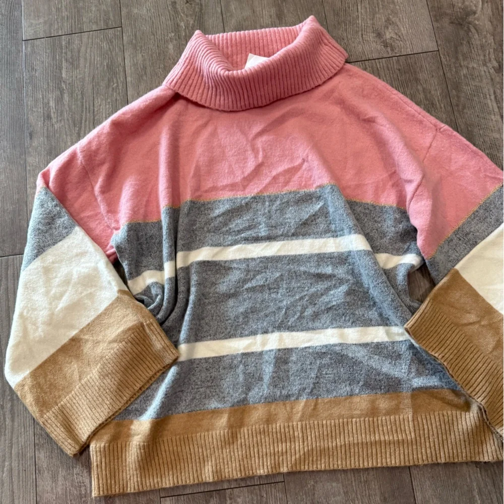 H by Halston Multicolor Turtleneck Sweater
